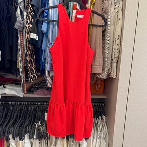 Amanda Uprichard Red Sleeveless Ruffle-Hem Mini Dress